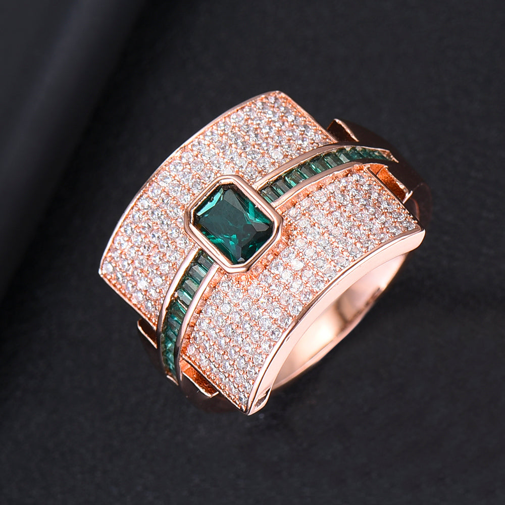 Anello donna a fascia | Design di lusso | Zirconia cubica | Anello di fidanzamento e da dichiarazione