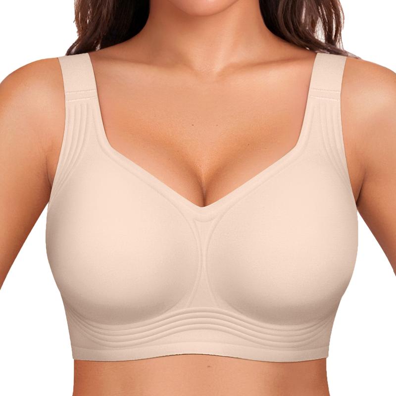 Női vezeték nélküli melltartó 4 rétegű zselés tartással | Teljes fedés, enyhén párnázott kosarak | S-4XL | Fekete, Nude, Bézs