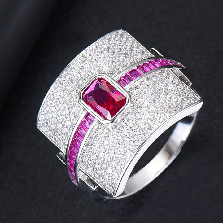 Anello donna a fascia | Design di lusso | Zirconia cubica | Anello di fidanzamento e da dichiarazione