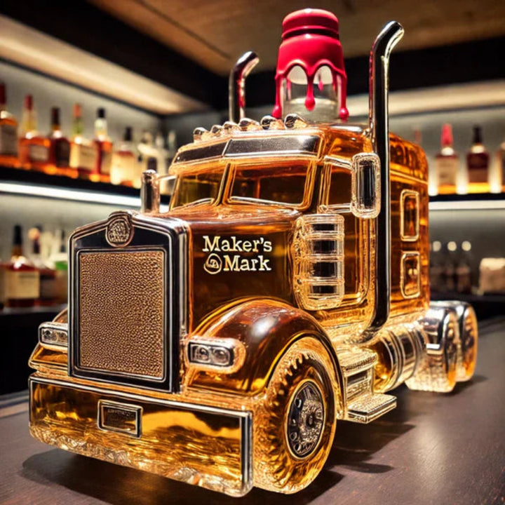 Bouteille de whisky en forme de camion (tracteur routier) | Carafe en verre pour bar et salle d’homme | Cadeau pour routiers et amateurs de whisky