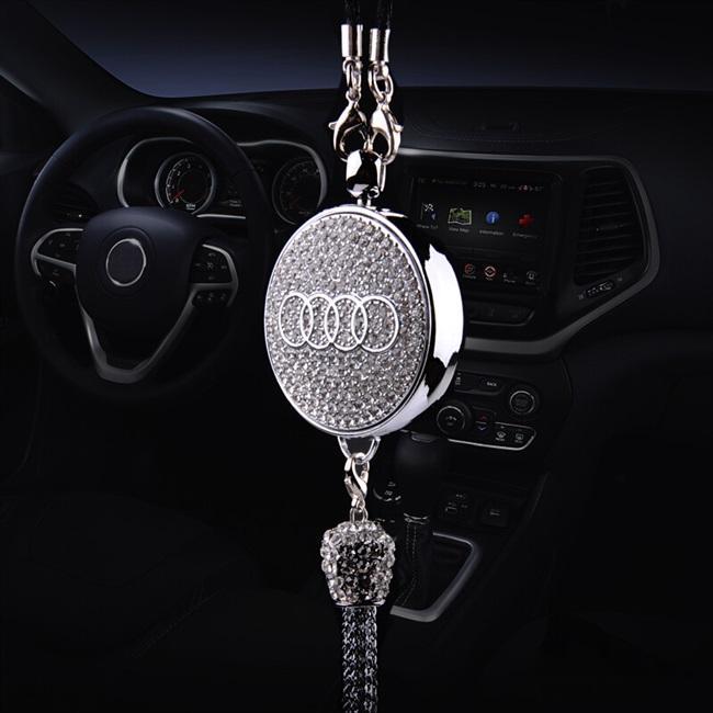 Car Rearview Mirror Pendant with Crystal | Zinc alloy &amp; rhinestones | Sparkling decoration with scent pendant, gift idea