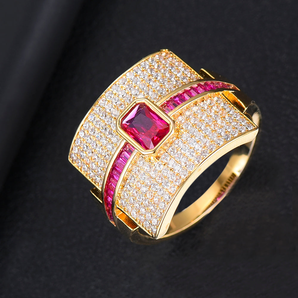 Anello donna a fascia | Design di lusso | Zirconia cubica | Anello di fidanzamento e da dichiarazione