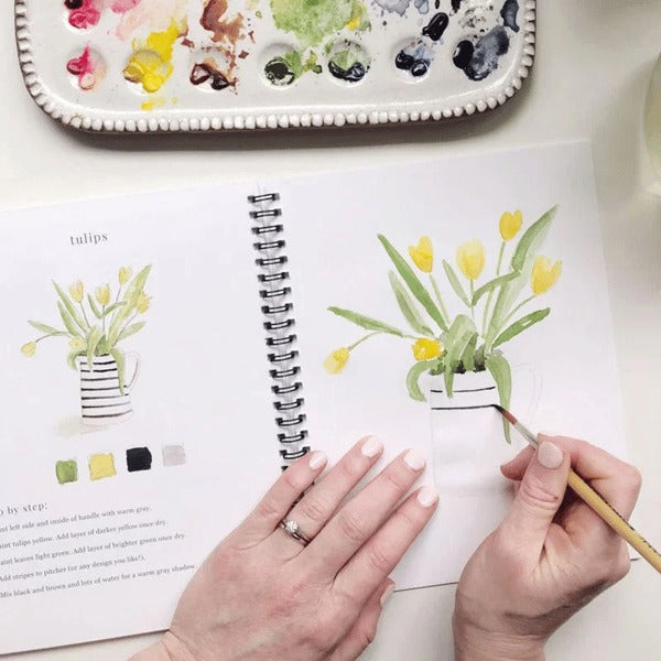 Aquarell-Arbeitsbuch für Anfänger | Malbuch mit 12 Motiven, Schritt-für-Schritt-Anleitungen und hochwertigem Aquarellpapier