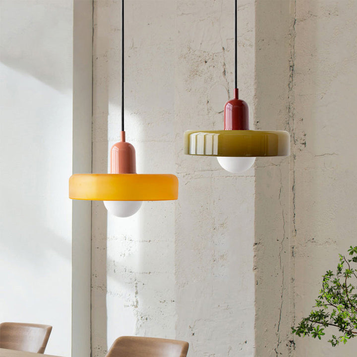 Suspension en métal et verre avec effet vitrail | Ø25/Ø35 cm, douille G9 | Suspension réglable | Aspect cristal