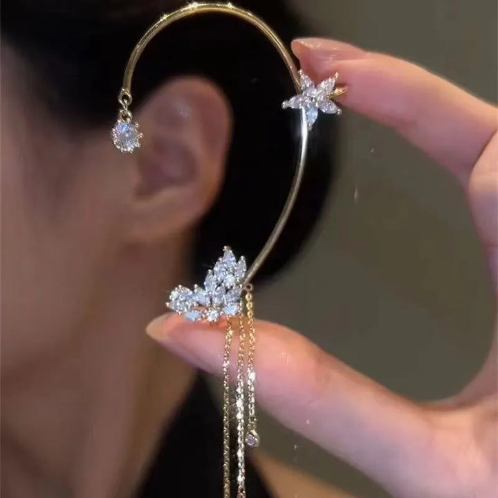 Sparkling Star Tassel Clip Earrings | Rhinestone Star Design | Light &amp; Comfortable Without Pierced Ears | For Party &amp; Everyday