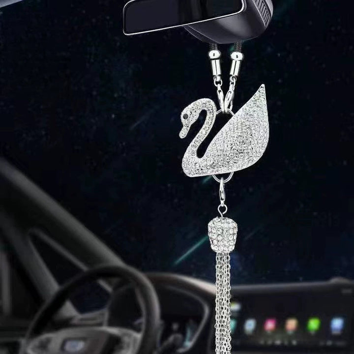 Car Rearview Mirror Pendant with Crystal | Zinc alloy &amp; rhinestones | Sparkling decoration with scent pendant, gift idea