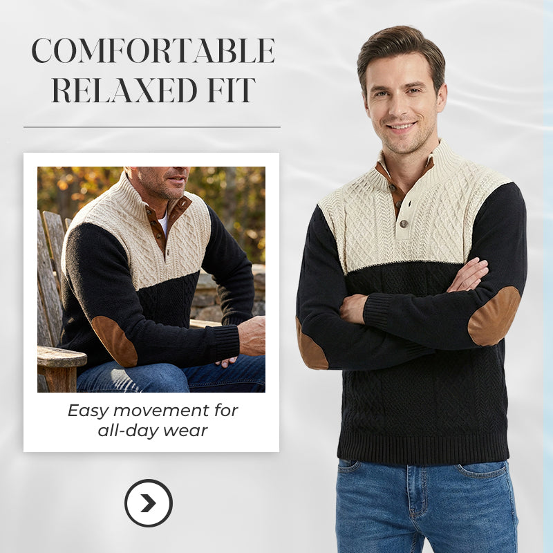 Herren Pullover | Knopfleiste mit Farbblockdesign &amp; lockerer Passform für Alltag und kühle Tage