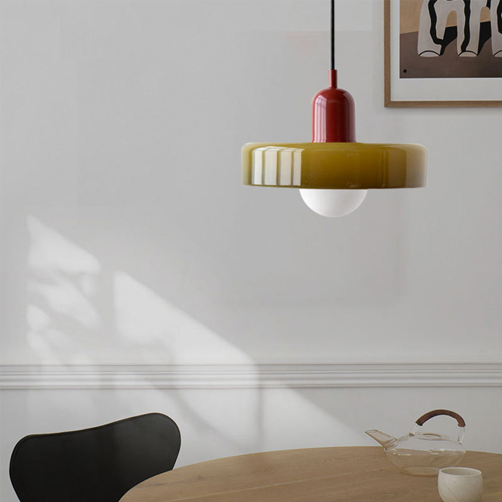 Suspension en métal et verre avec effet vitrail | Ø25/Ø35 cm, douille G9 | Suspension réglable | Aspect cristal