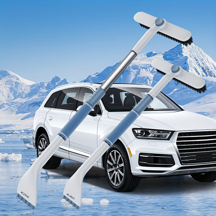 Ausziehbarer Auto-Schneebesen mit Eiskratzer | 2-in-1 Schneebürste mit Teleskopgriff und breitem Bürstenkopf für Schnee und Eis