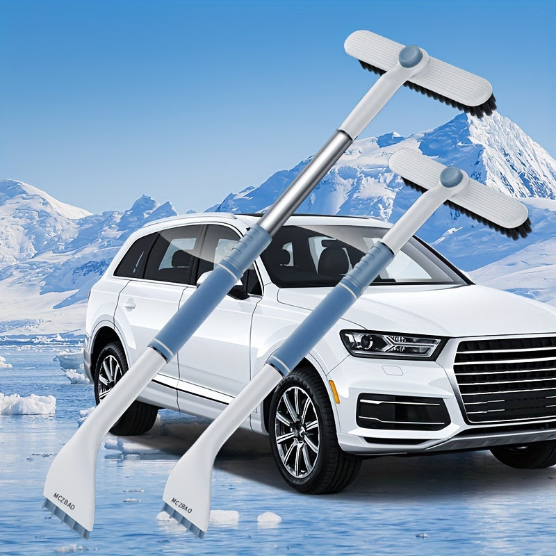 Ausziehbarer Auto-Schneebesen mit Eiskratzer | 2-in-1 Schneebürste mit Teleskopgriff und breitem Bürstenkopf für Schnee und Eis