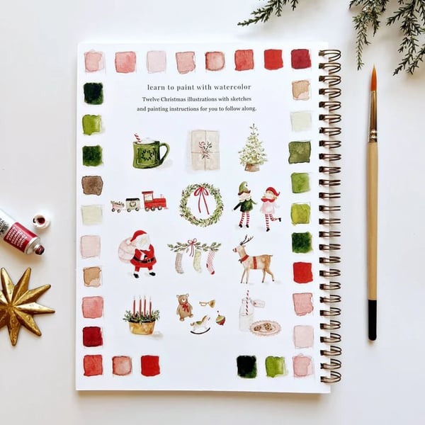 Aquarell-Arbeitsbuch für Anfänger | Malbuch mit 12 Motiven, Schritt-für-Schritt-Anleitungen und hochwertigem Aquarellpapier