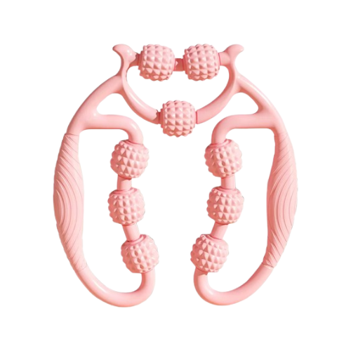 Massaggiatore per gambe con anello a rulli | Massaggio a pressione a 360° per cosce e polpacci | Manici ergonomici, antiscivolo | Colori verde/rosa/blu
