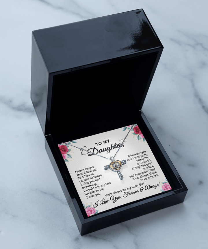 Necklace with Message Card | Gift for daughter | Cross with zirconia &amp; gift box
