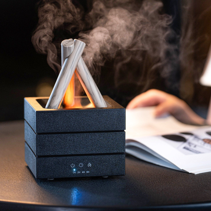Aroma Diffuser mit Flammeneffekt | Ultraschall-Luftbefeuchter mit Fernbedienung, Timer und Abschaltautomatik