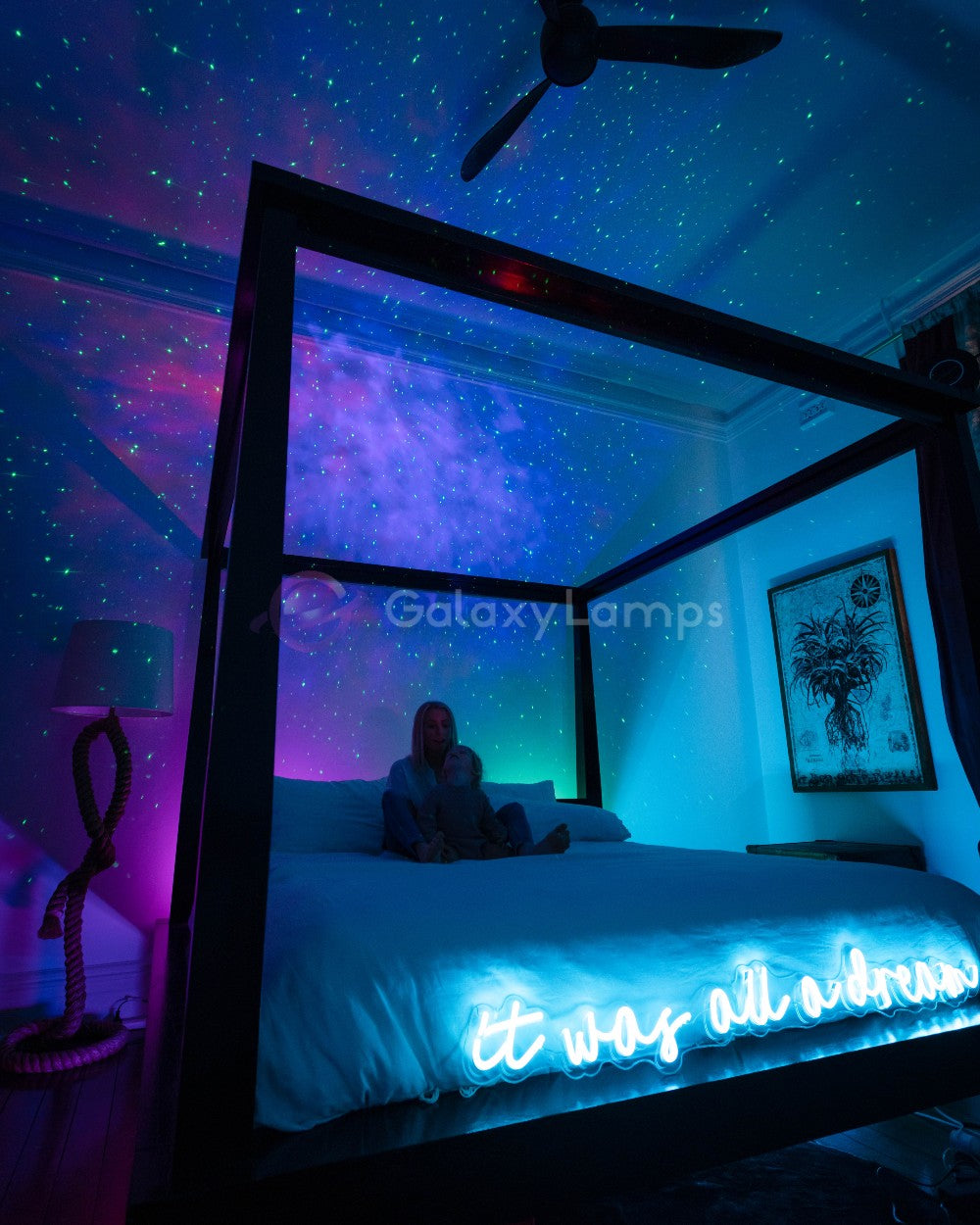 Galaxie Projektor | Sternenhimmelprojektor mit Farbwechsel, Musiksteuerung, Fernbedienung und App-Steuerung für stimmungsvolle Abende