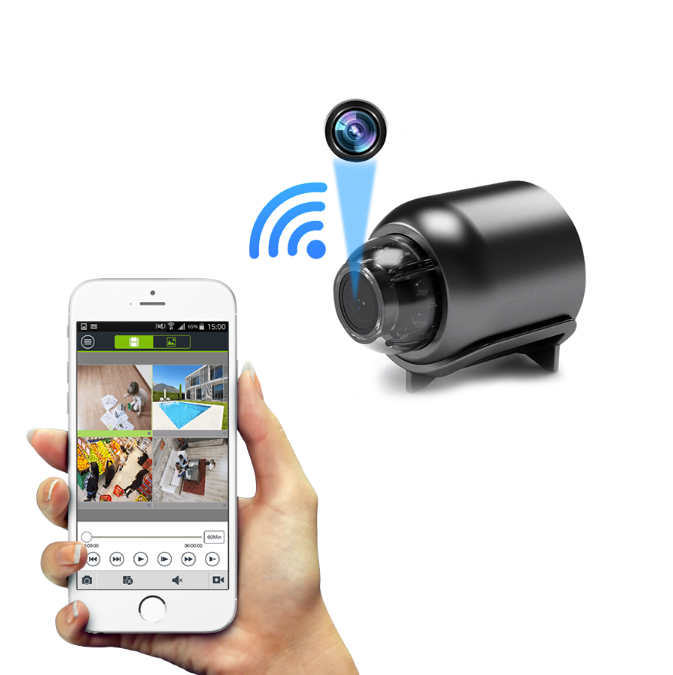 Mini Surveillance Camera 4K with Wi-Fi &amp; Night Vision | Wide-Angle Lens &amp; Motion Detection | App Control iOS/Android | 1200 mAh Battery