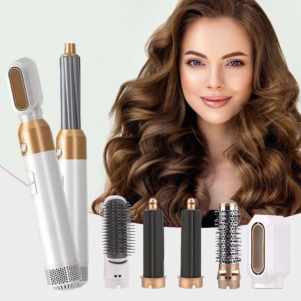 Warmluftbürste | 5-in-1 Haarstyler mit Keramikbeschichtung, 3 Temperaturstufen und 1000 W