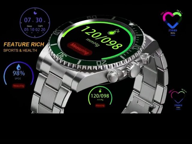 Smartwatch 1,28 Zoll HD Display | Drehbare Lünette &amp; Bluetooth-Anrufe | Herzfrequenz, Schlaf, Sportmodi, Edelstahlband