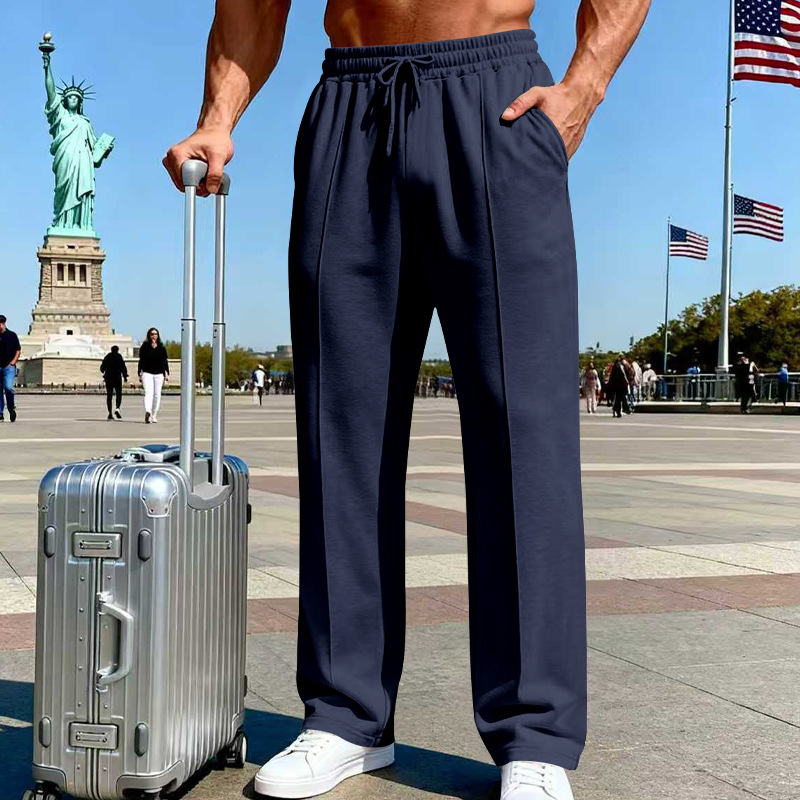 Herren Stretch-Hose mit geradem Bein | Atmungsaktive Freizeithose mit Kordelzug &amp; Taschen | Bequeme Relax-Fit Hose