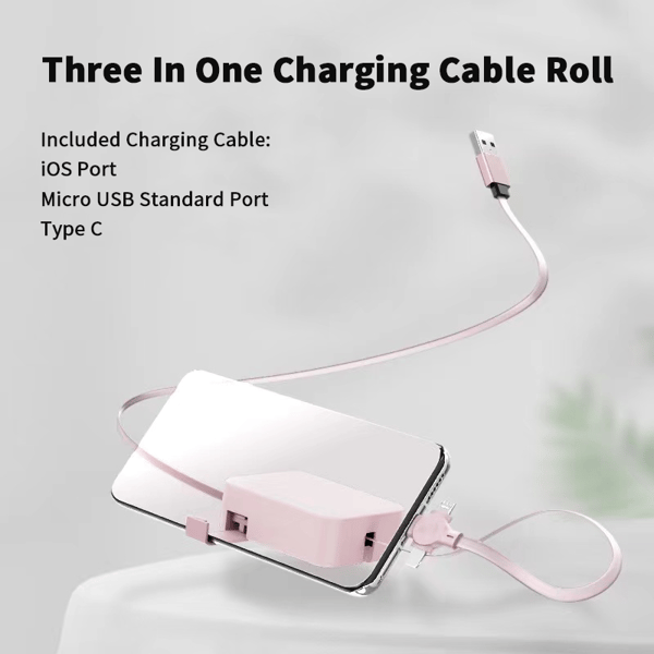 3-in-1 Ladekabel | Ausziehbares 1-m-Kabel mit USB-C, Micro-USB und Lightning-Anschluss für unterwegs
