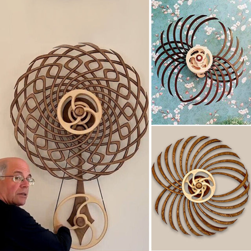 Kinetische Holzskulptur mit Federmechanik | Handgefertigte bewegte Deko | Poliertes Holz, Wand- oder Tischkunst mit faszinierenden Mustern