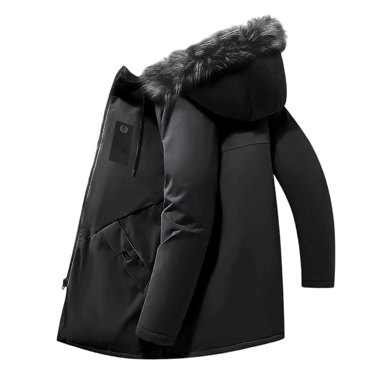 Herren Winterjacke | Thermojacke mit wattiertem Innenfutter, abnehmbarer Kapuze und wetterbeständiger Außenschicht