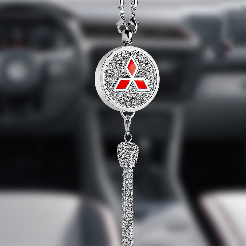 Car Rearview Mirror Pendant with Crystal | Zinc alloy &amp; rhinestones | Sparkling decoration with scent pendant, gift idea