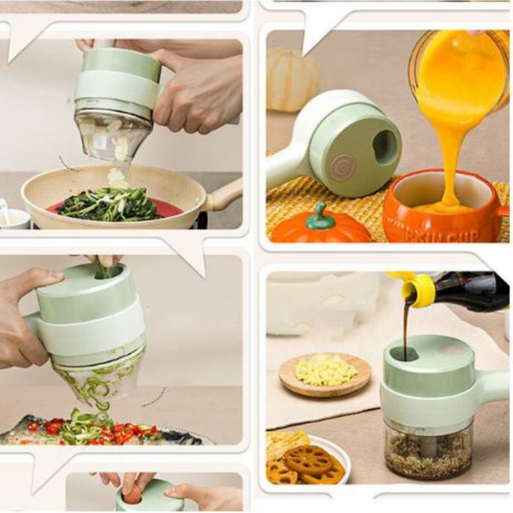 Multifunctional 4-in-1 Chopper | Chop, grate, peel &amp; cleaning brush | Electric, compact &amp; practical