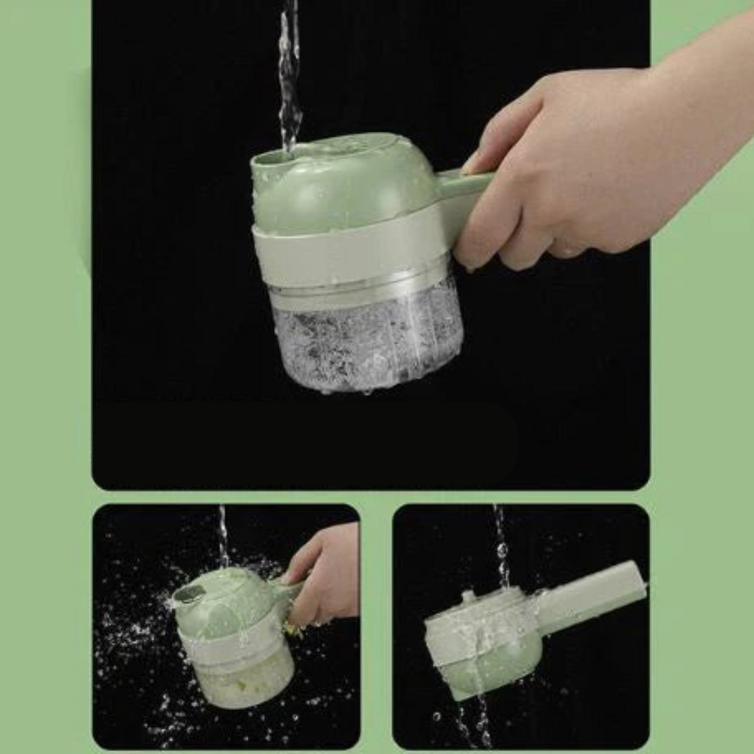 Multifunctional 4-in-1 Chopper | Chop, grate, peel &amp; cleaning brush | Electric, compact &amp; practical