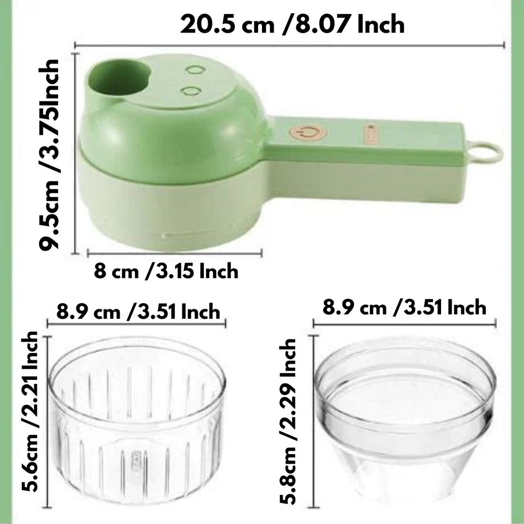 Multifunctional 4-in-1 Chopper | Chop, grate, peel &amp; cleaning brush | Electric, compact &amp; practical