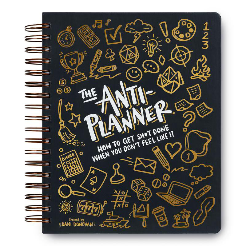 Anti-Planer Arbeitsbuch gegen Prokrastination | 165+ Strategien für Fokus &amp; Umsetzung | Undatiert, vollfarbig | 328 Seiten (25×22,9 cm)