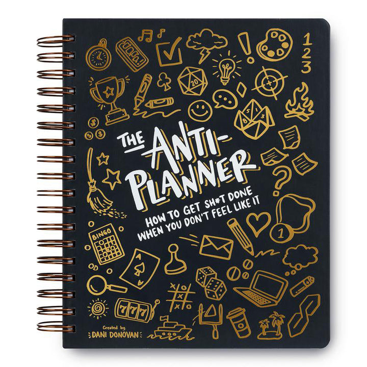 Anti-Planer Arbeitsbuch gegen Prokrastination | 165+ Strategien für Fokus &amp; Umsetzung | Undatiert, vollfarbig | 328 Seiten (25×22,9 cm)