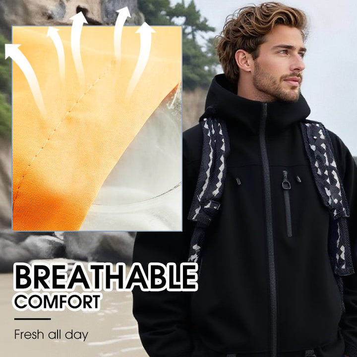 Wasserdichte Sportjacke | Outdoorjacke mit Kapuze, winddichter Passform, atmungsaktivem Gewebe und Reißverschlusstaschen