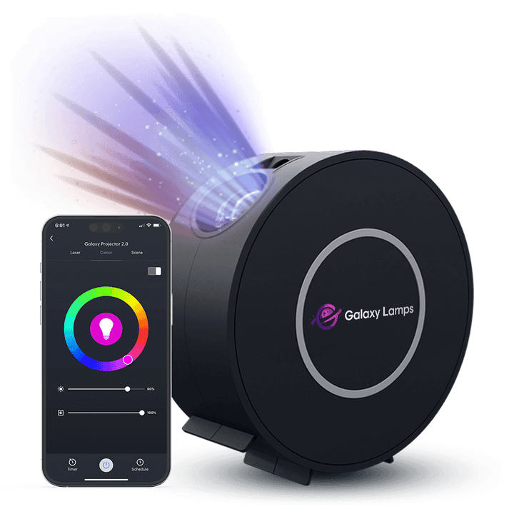 Galaxie Projektor | Sternenhimmelprojektor mit Farbwechsel, Musiksteuerung, Fernbedienung und App-Steuerung für stimmungsvolle Abende