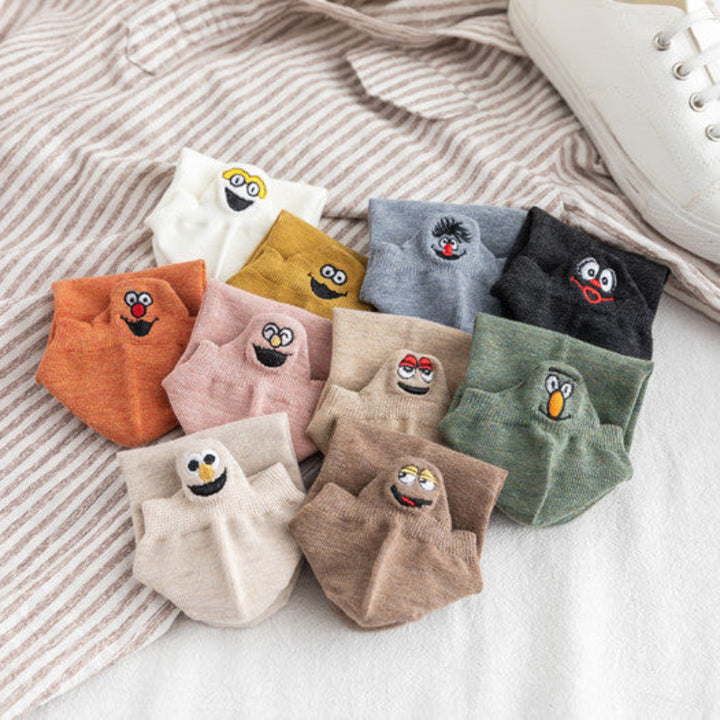 Colorful Socks with Smileys | Soft Cotton &amp; Non-Slip Fit | Blister-Friendly, Moisture-Regulating | 10-piece Set