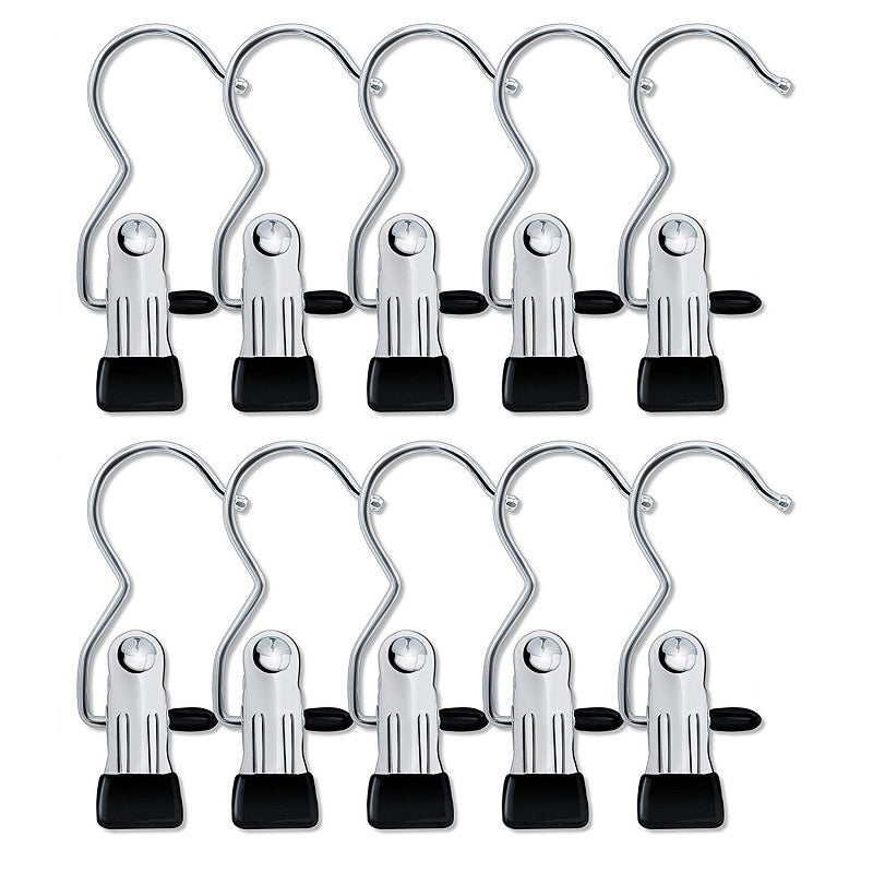 S-förmige Kleiderbügel-Clips aus Edelstahl | Platzsparend &amp; rutschfest | 360° drehbar | Für Hosen, Röcke, Socken | 10er Set
