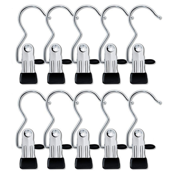 S-förmige Kleiderbügel-Clips aus Edelstahl | Platzsparend &amp; rutschfest | 360° drehbar | Für Hosen, Röcke, Socken | 10er Set