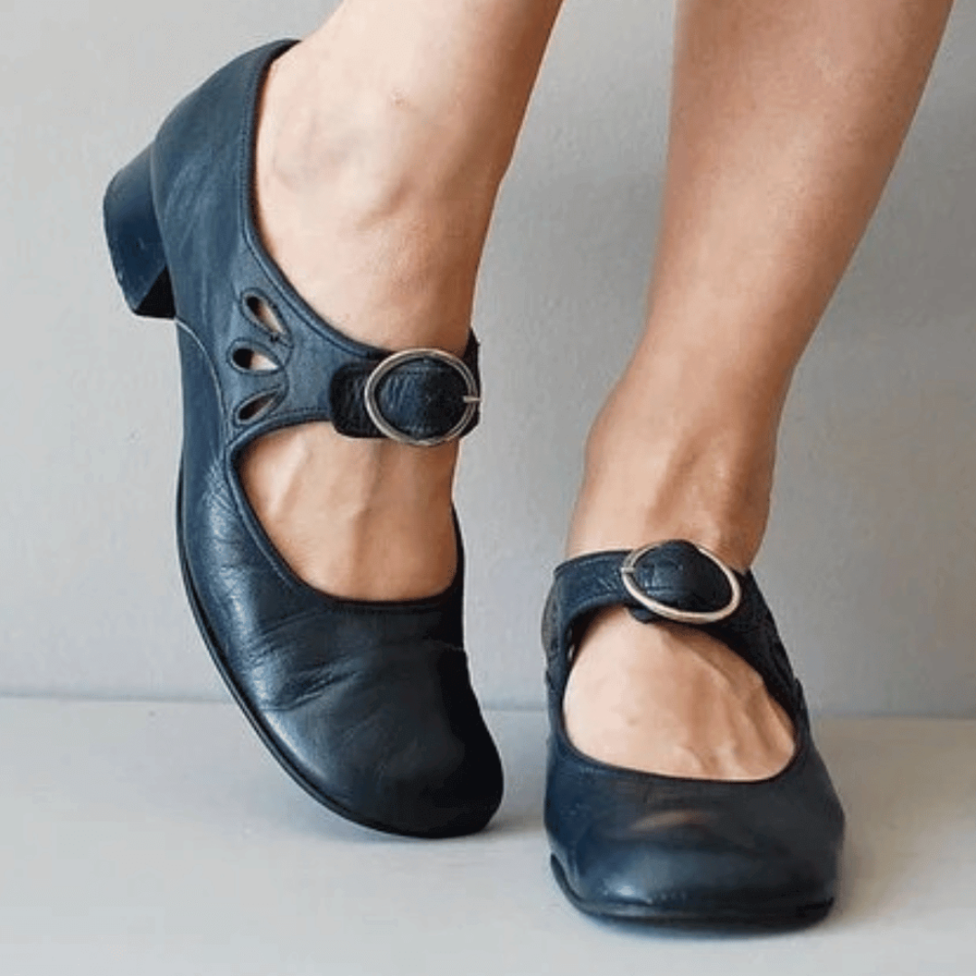 Damen Vintage-Sandalen mit niedrigem Absatz | Verstellbarer Riemen &amp; bequemer Halt für Alltag