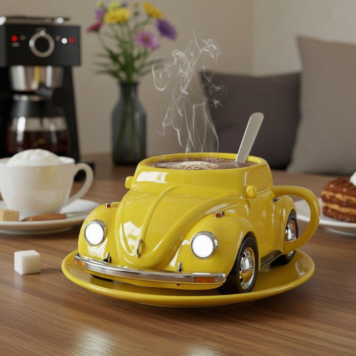 Retro Keramik-Kaffeetasse im Käfer-Design | Handbemalt, detailreich &amp; farbenfroh | 325 ml für Kaffee &amp; Tee | Geschenkidee