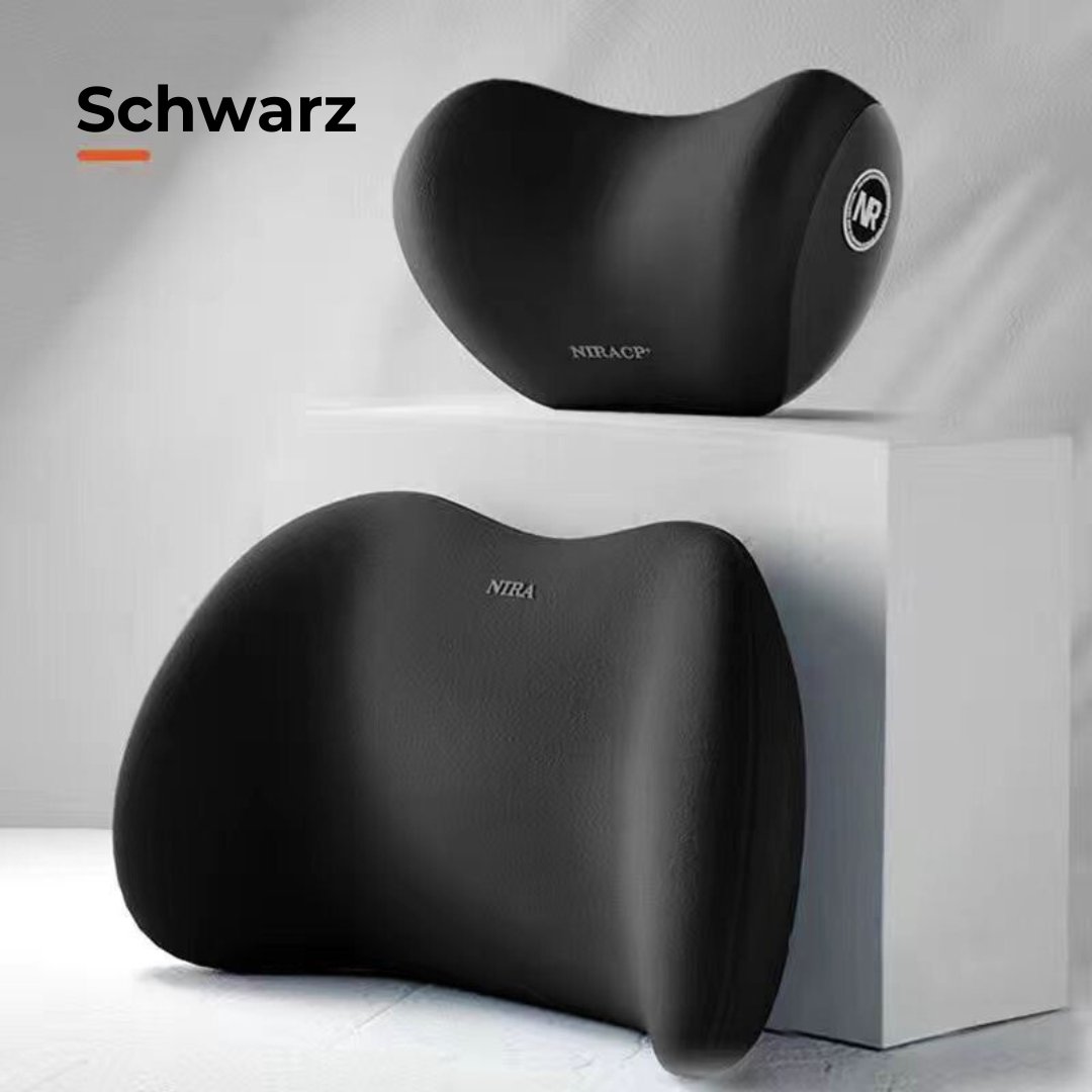Neck &amp; lumbar pillow for car | ergonomic cervical spine &amp; back support | memory foam, adjustable &amp; easy to install