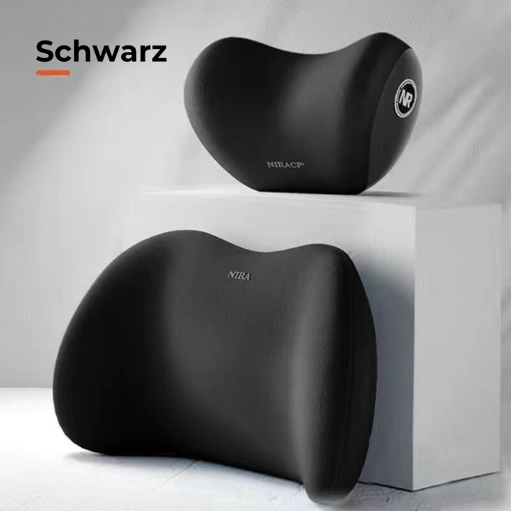 Neck &amp; lumbar pillow for car | ergonomic cervical spine &amp; back support | memory foam, adjustable &amp; easy to install
