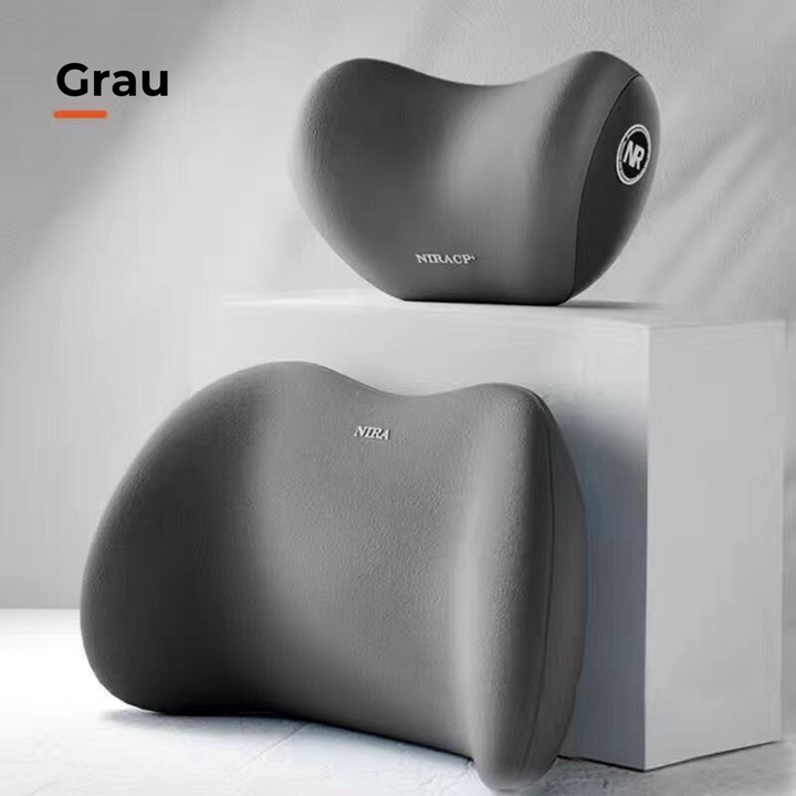Neck &amp; lumbar pillow for car | ergonomic cervical spine &amp; back support | memory foam, adjustable &amp; easy to install