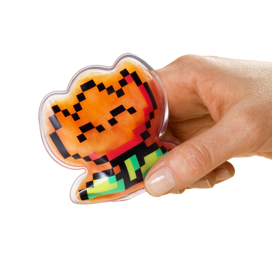 Taschenwärmer mit Pixel-Feuerblume | Wiederverwendbarer Handwärmer mit Knickplättchen und Natriumacetat | Bis 53 °C Wärme