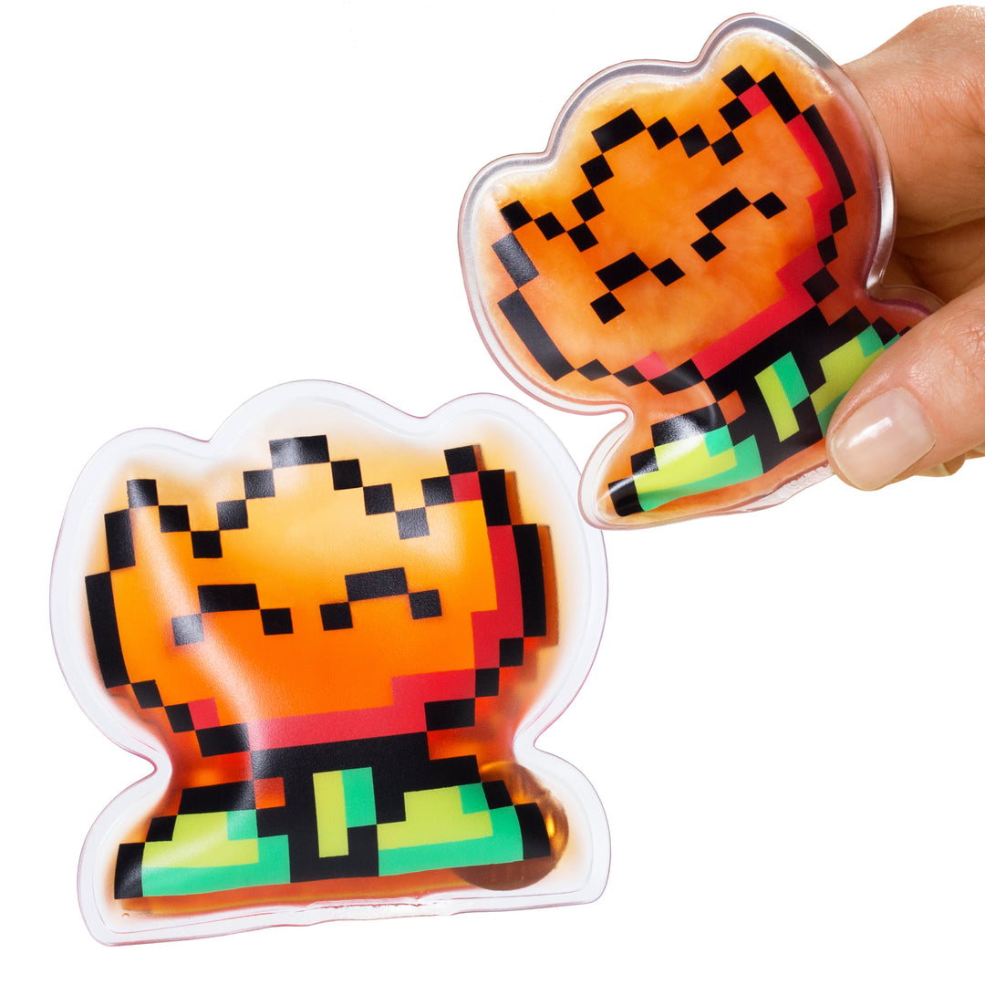 Taschenwärmer mit Pixel-Feuerblume | Wiederverwendbarer Handwärmer mit Knickplättchen und Natriumacetat | Bis 53 °C Wärme