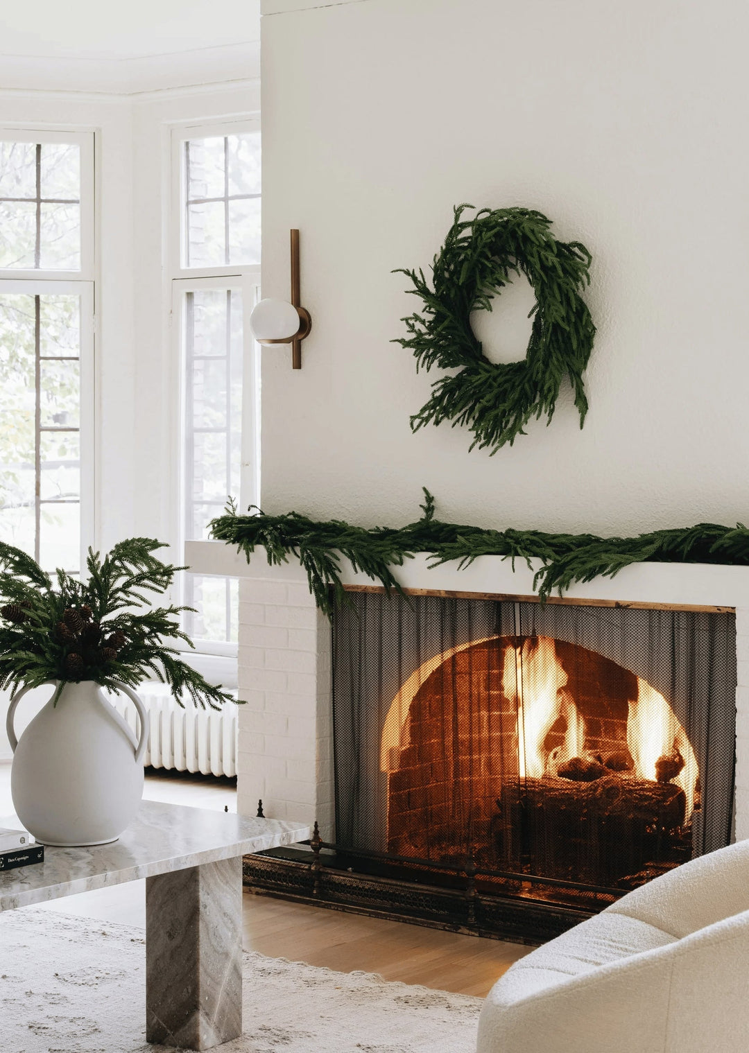 Premium Pine Garland Evergreen &amp; Dense | Realistic Needles, Shapeable &amp; Cuttable | For Door, Staircase &amp; Fireplace, 4–9 ft