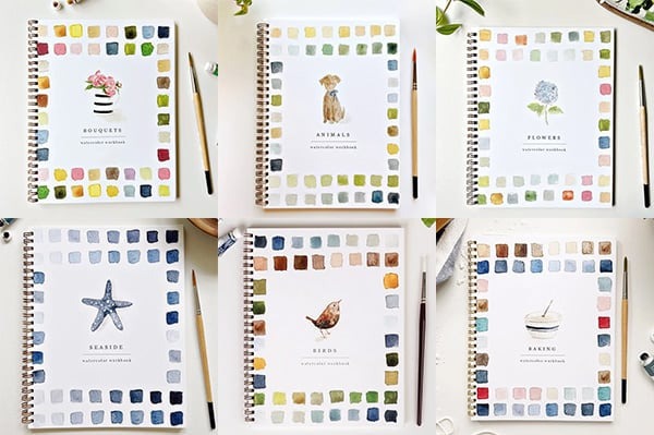 Aquarell-Arbeitsbuch für Anfänger | Malbuch mit 12 Motiven, Schritt-für-Schritt-Anleitungen und hochwertigem Aquarellpapier