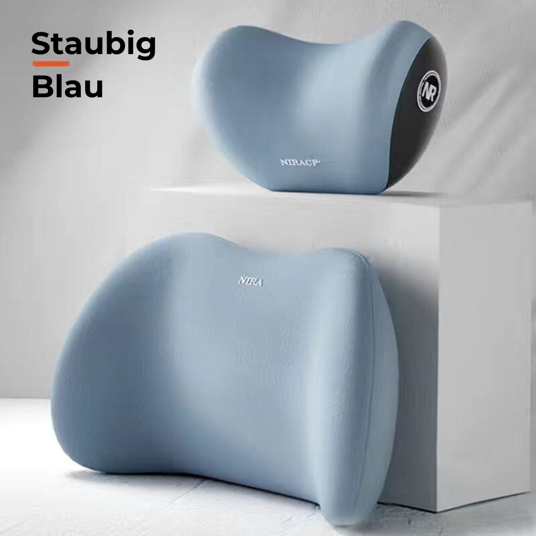 Neck &amp; lumbar pillow for car | ergonomic cervical spine &amp; back support | memory foam, adjustable &amp; easy to install