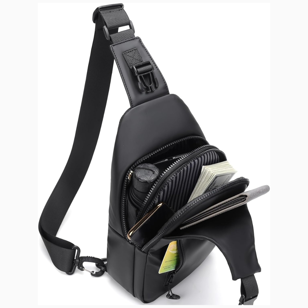 Táskás lopásgátló crossbody táska rejtett cipzárokkal és vízlepergető anyagból | 6+ rekesz útlevél/telefon számára | Biztonságos és kompakt