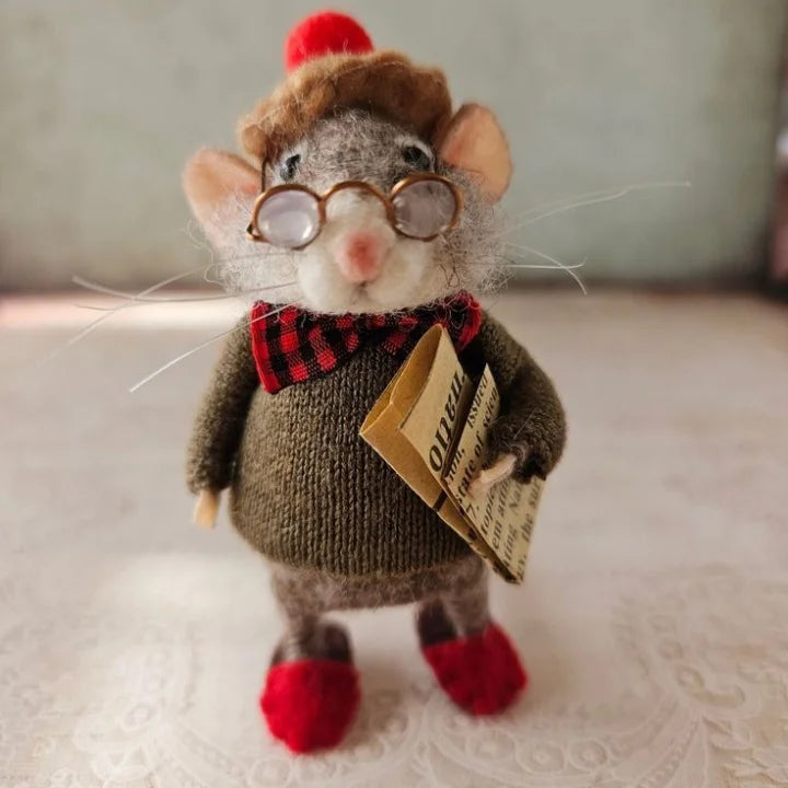 Handmade Felt Mouse | Christmas Decoration &amp; Gift Idea | Needle-Felted from Wool &amp; Fabric | Sustainable