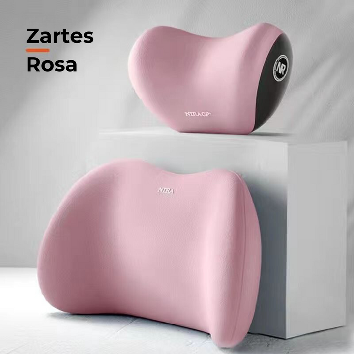 Neck &amp; lumbar pillow for car | ergonomic cervical spine &amp; back support | memory foam, adjustable &amp; easy to install